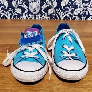 Bright blue double tab Converse